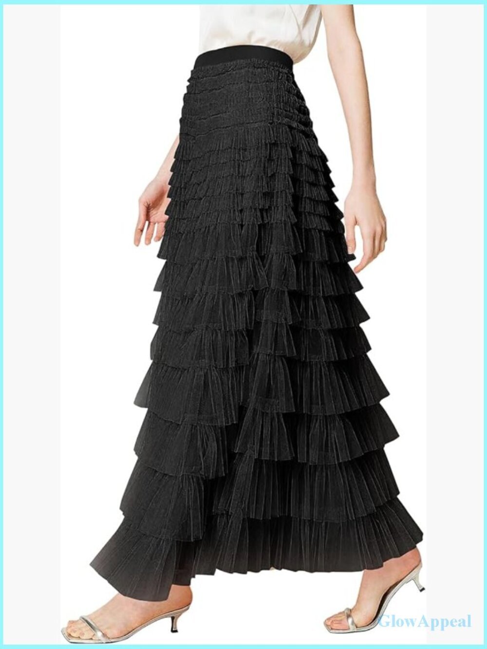 High Waist A-Line Tulle Maxi Skirt Flowy Party Wedding Guest